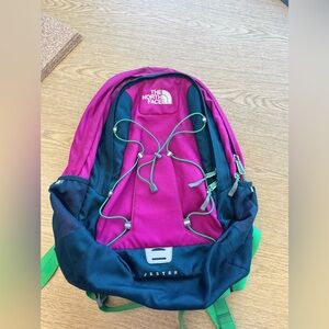 The North Face Jester Backpack in Magenta and Green